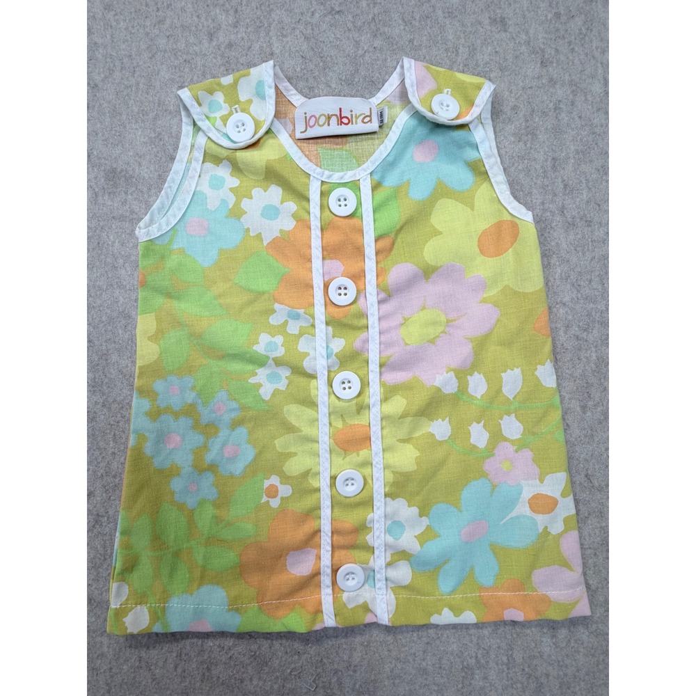 Joonbird Mod Dress Girls 12-18M Multicolor Floral Retro Button Front Sleeveless